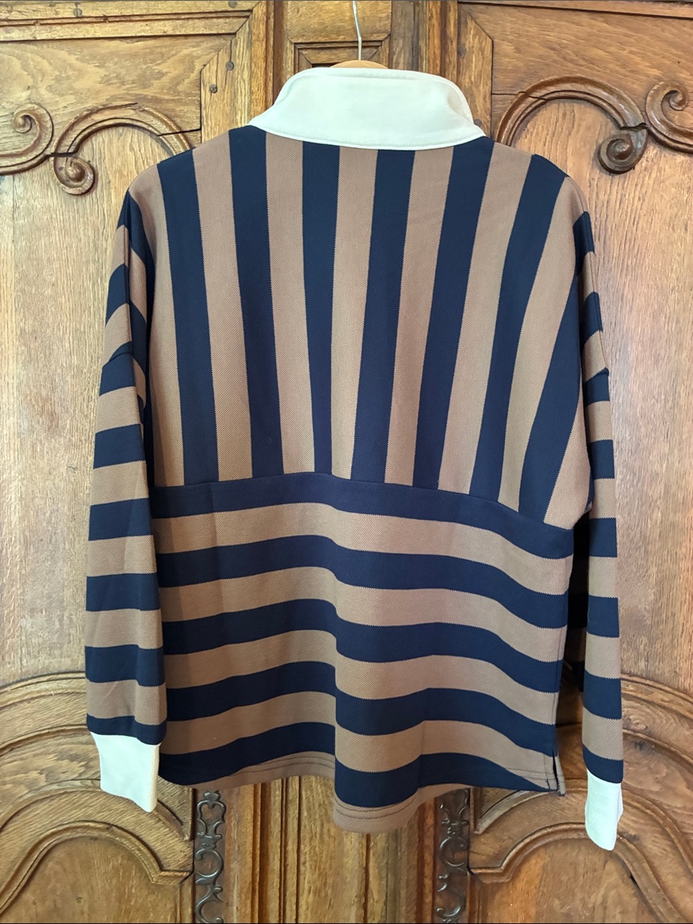 SSYS Landon Color Block Stripe Rugby Top in Mocha Navy - Picture 5 of 8